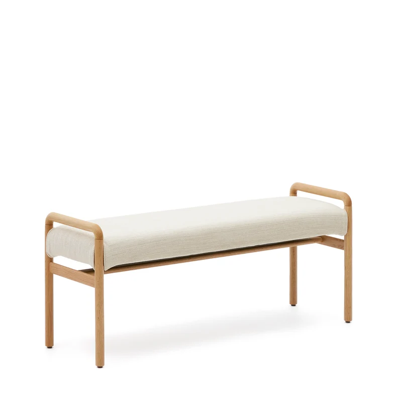 Macaret bench with removable cover solid oak wood with natural finish 120 cm FSC Mix Credit