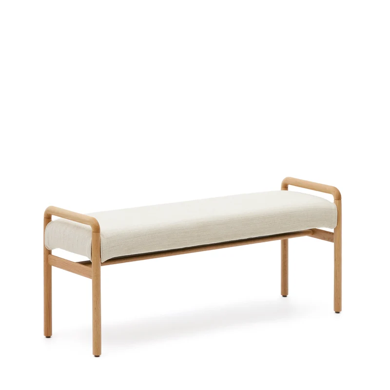 Macaret bench with removable cover solid oak wood with natural finish 120 cm FSC Mix Credit
