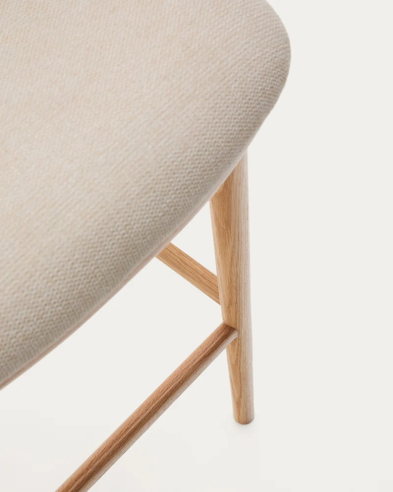 Ciselia stool beige chenille and natural legs 65 cm