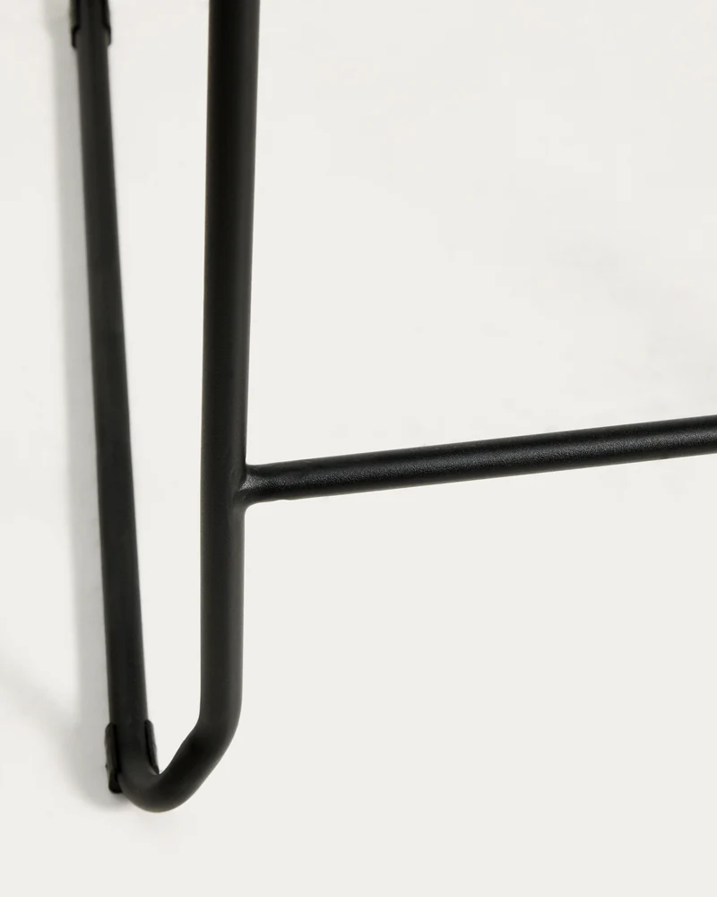 Meli stackable stool in grey chenille with grey metal legs 65cm