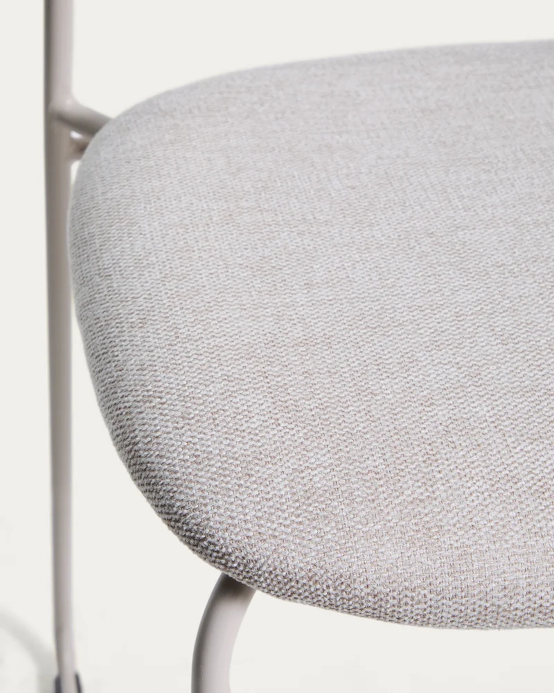 Meli stackable stool in beige chenille with beige metal legs FSC Mix Credit 65cm