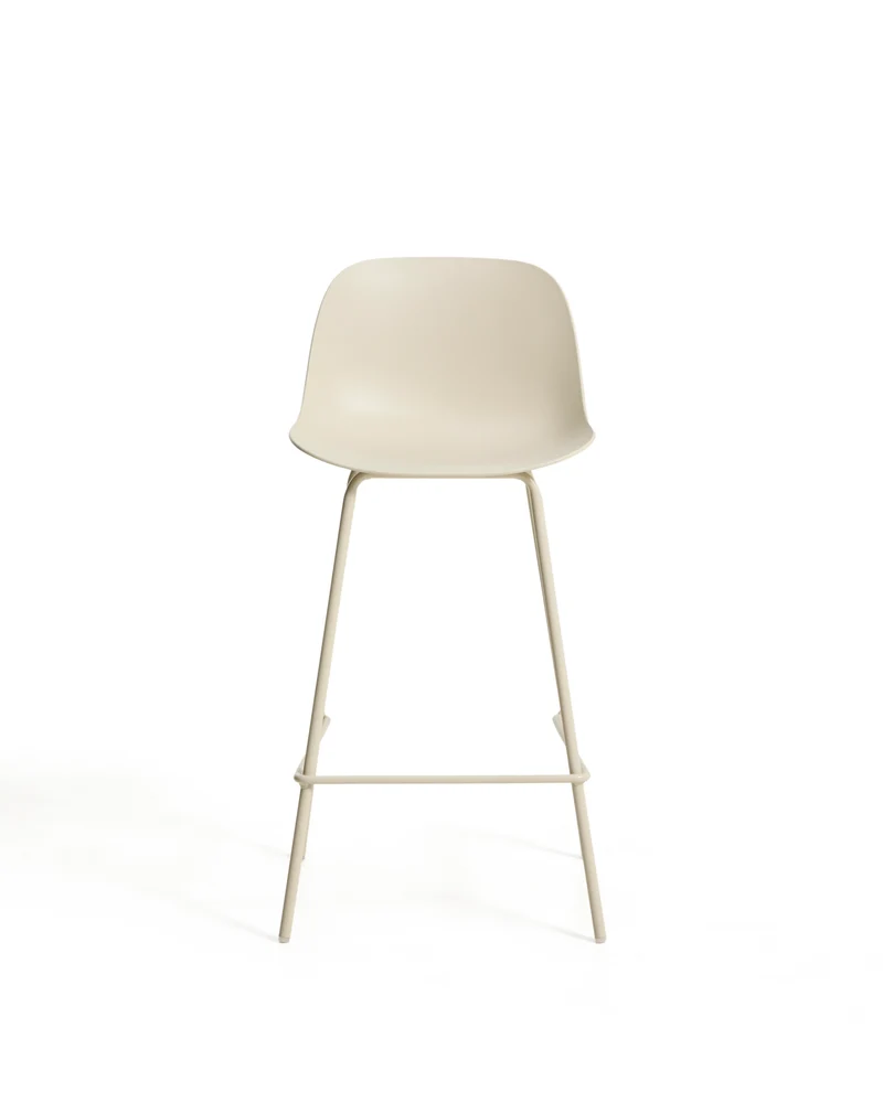 Altea beige stool with beige finish steel legs 65cm