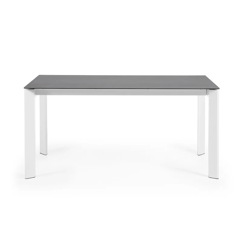 Axis porcelain extendable table in Volcano Rock finish with white legs 160 (220) cm