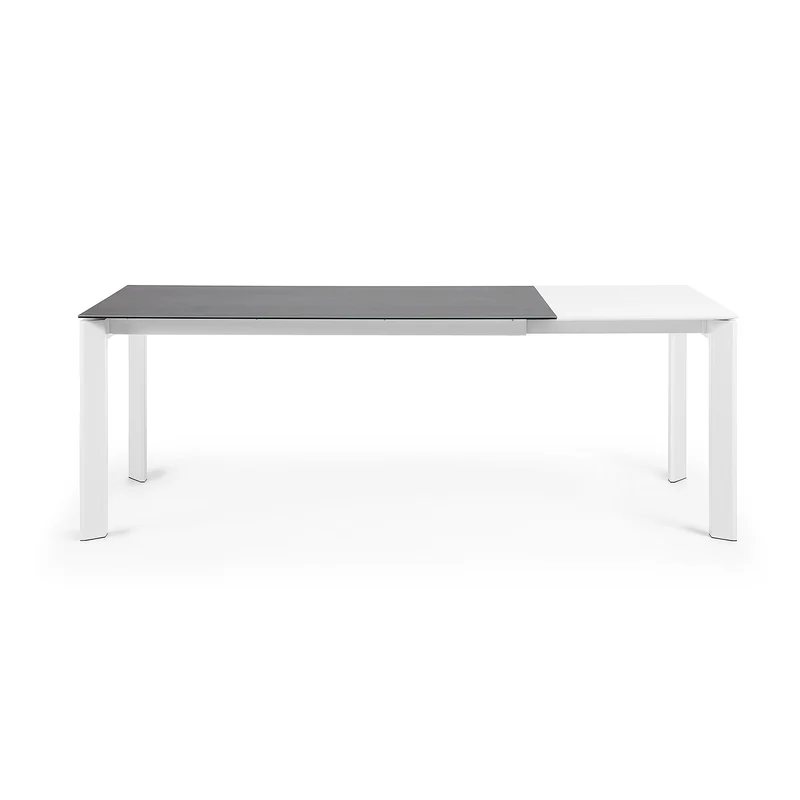 Axis porcelain extendable table in Volcano Rock finish with white legs 160 (220) cm