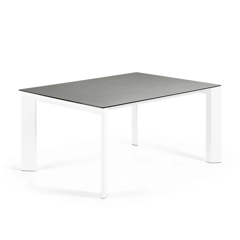 Axis porcelain extendable table in Hydra Lead finish with white legs 160 (220) cm