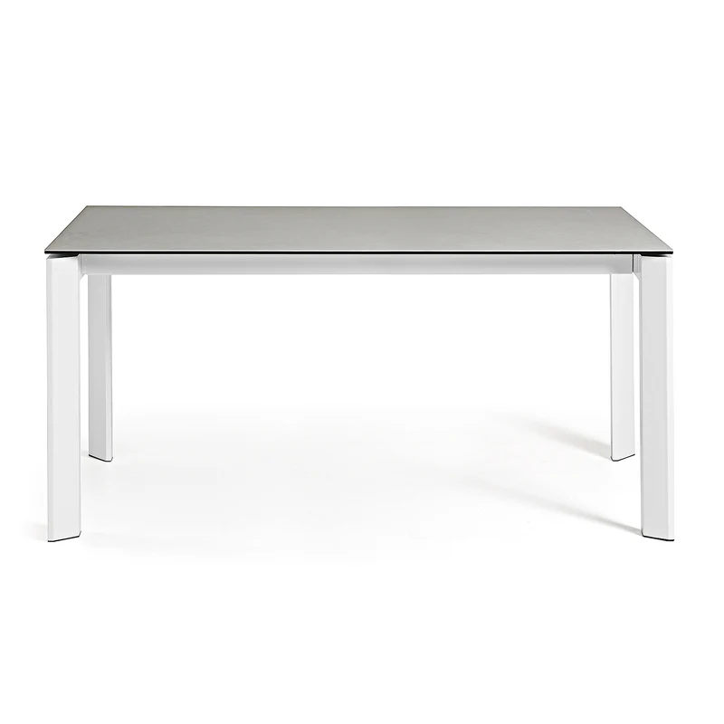 Axis porcelain extendable table in Hydra Lead finish with white legs 160 (220) cm
