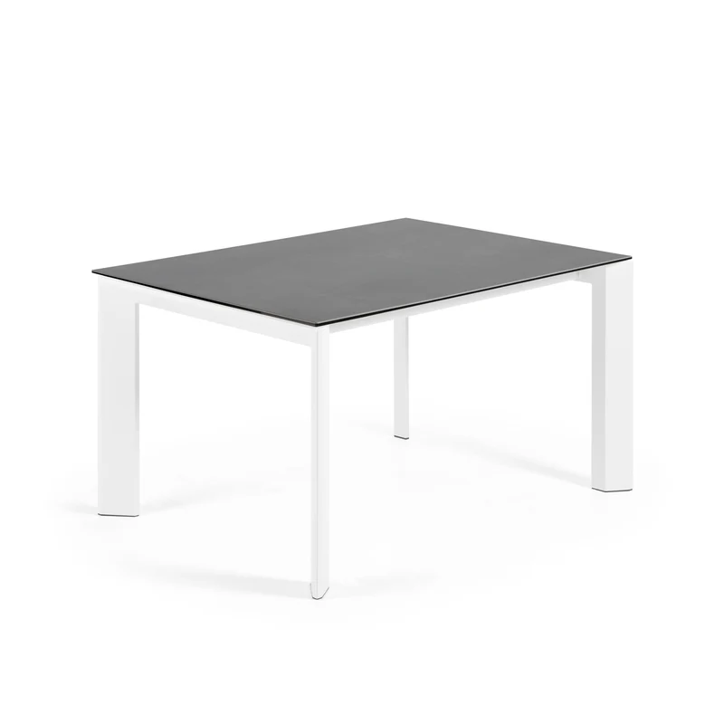 Axis porcelain extendable table in Volcano Rock finish with white steel legs 140 (200) cm