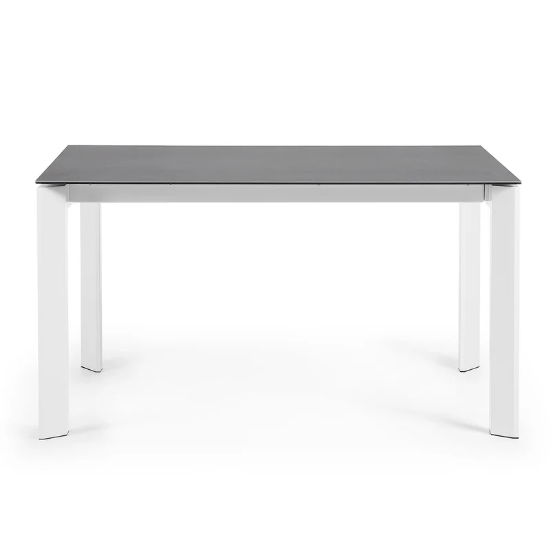Axis porcelain extendable table in Volcano Rock finish with white steel legs 140 (200) cm