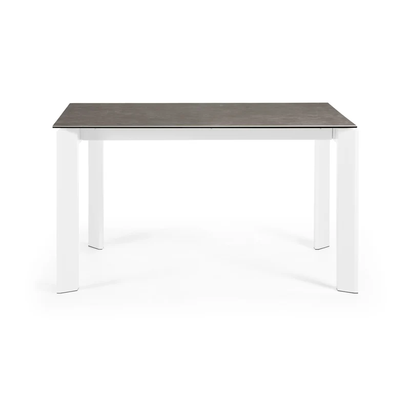 Axis porcelain extendable table in Volcano Ash finish with white steel legs 140 (200) cm