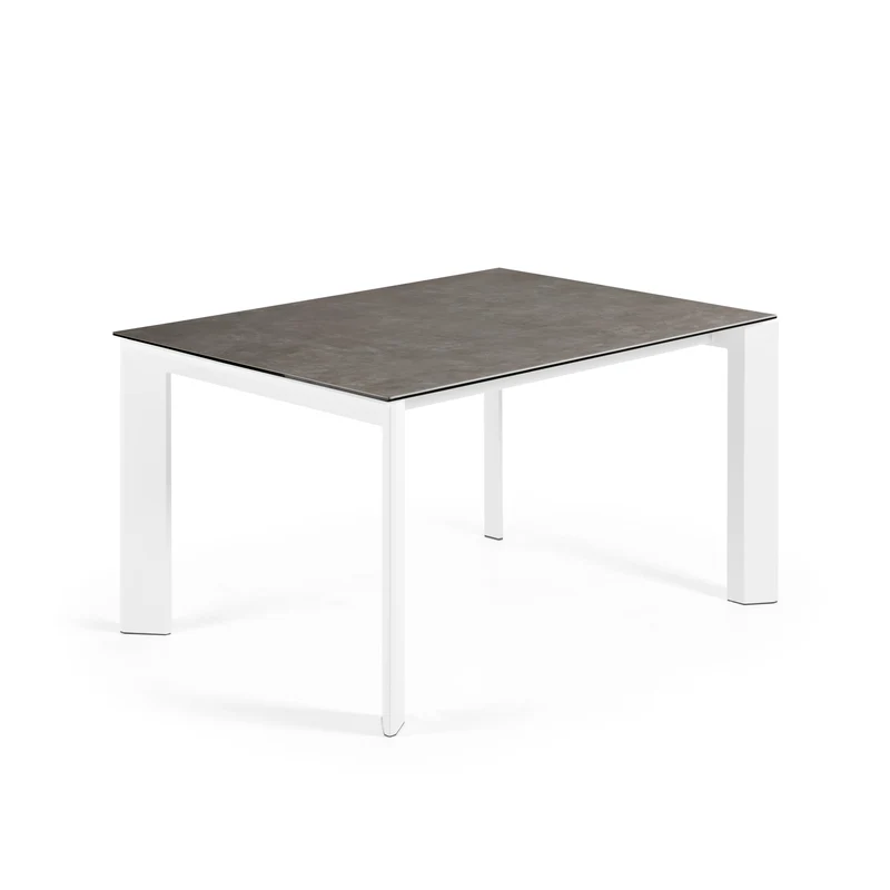 Axis porcelain extendable table in Volcano Ash finish with white steel legs 140 (200) cm