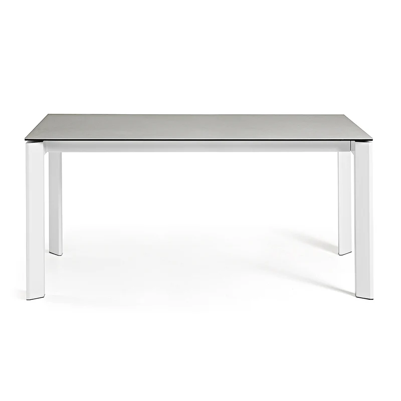 Axis porcelain extendable table in Hydra Lead finish with white steel legs 140 (200) cm