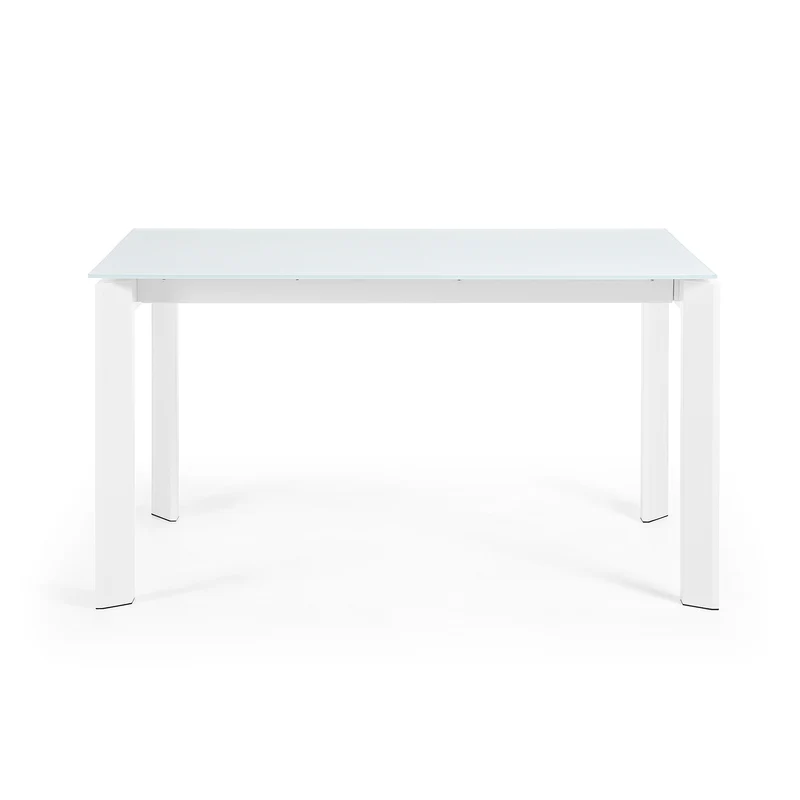 Axis white glass extendable table with white steel legs 140 (200) cm