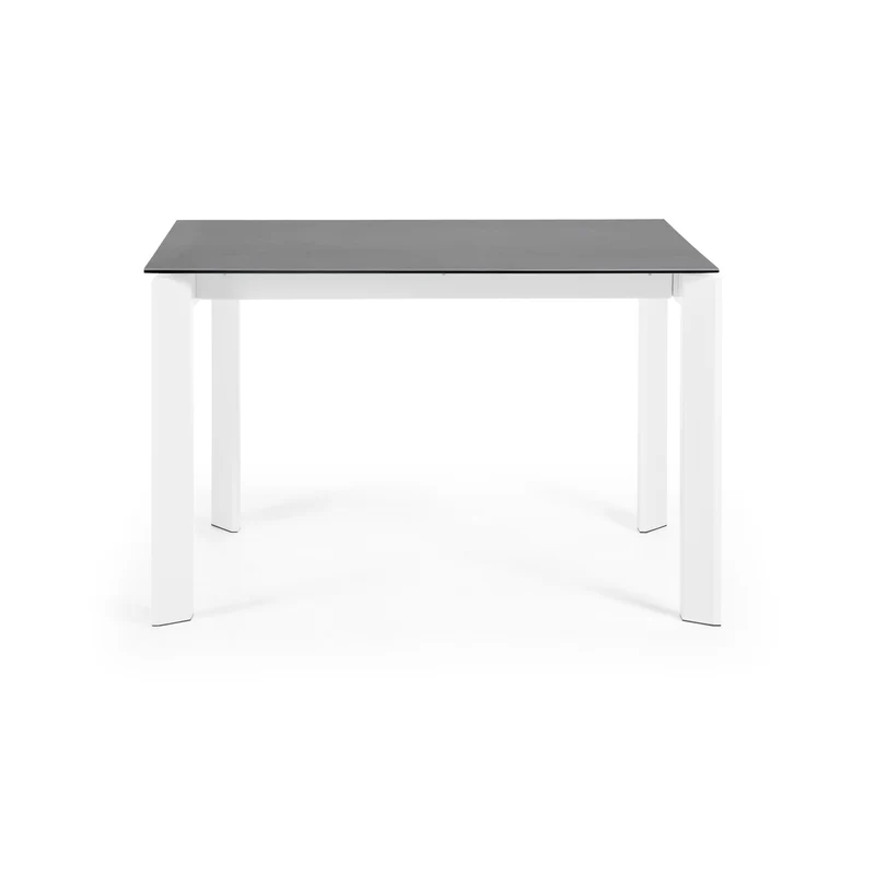 Axis porcelain extendable table in Volcano Rock finish with white steel legs 120 (180) cm