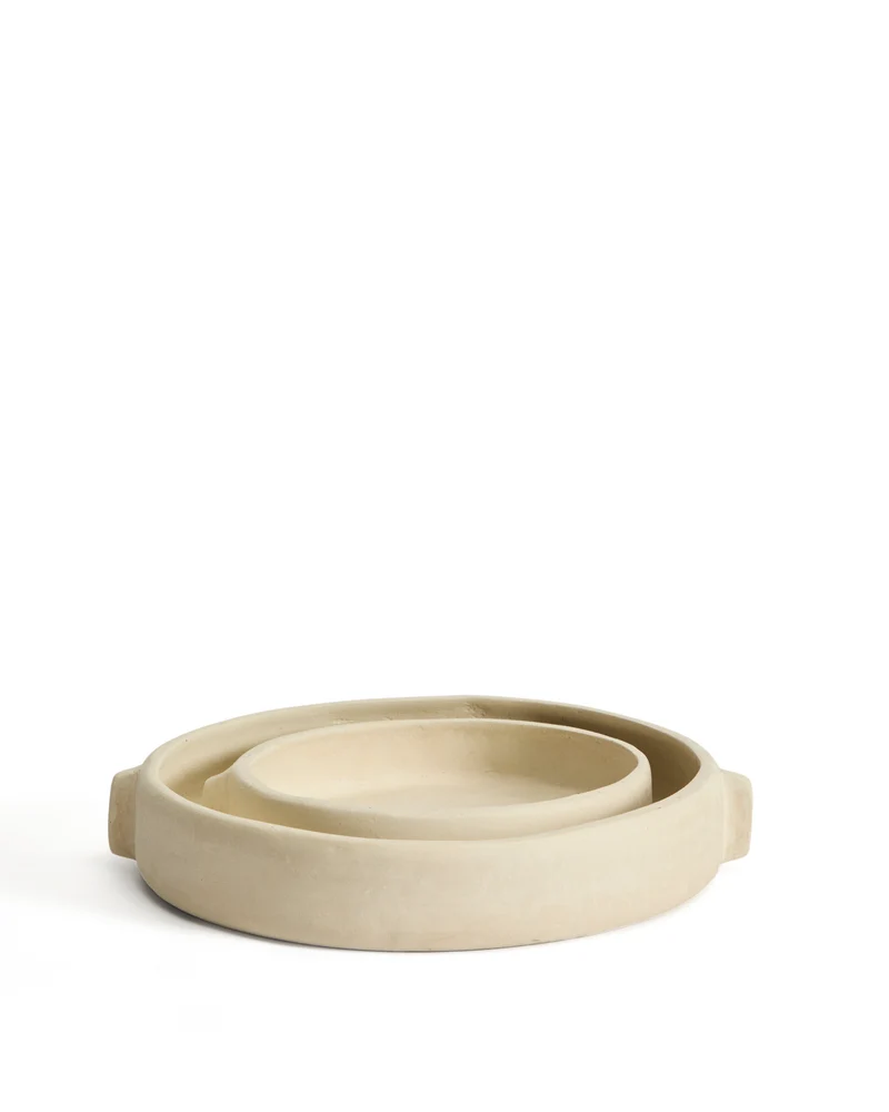 Mireni papier-mâché centrepiece beige Ø 22,5 cm