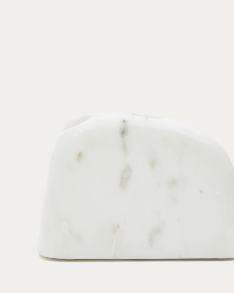 Signe medium-sized, white marble candlestick, 10 cm