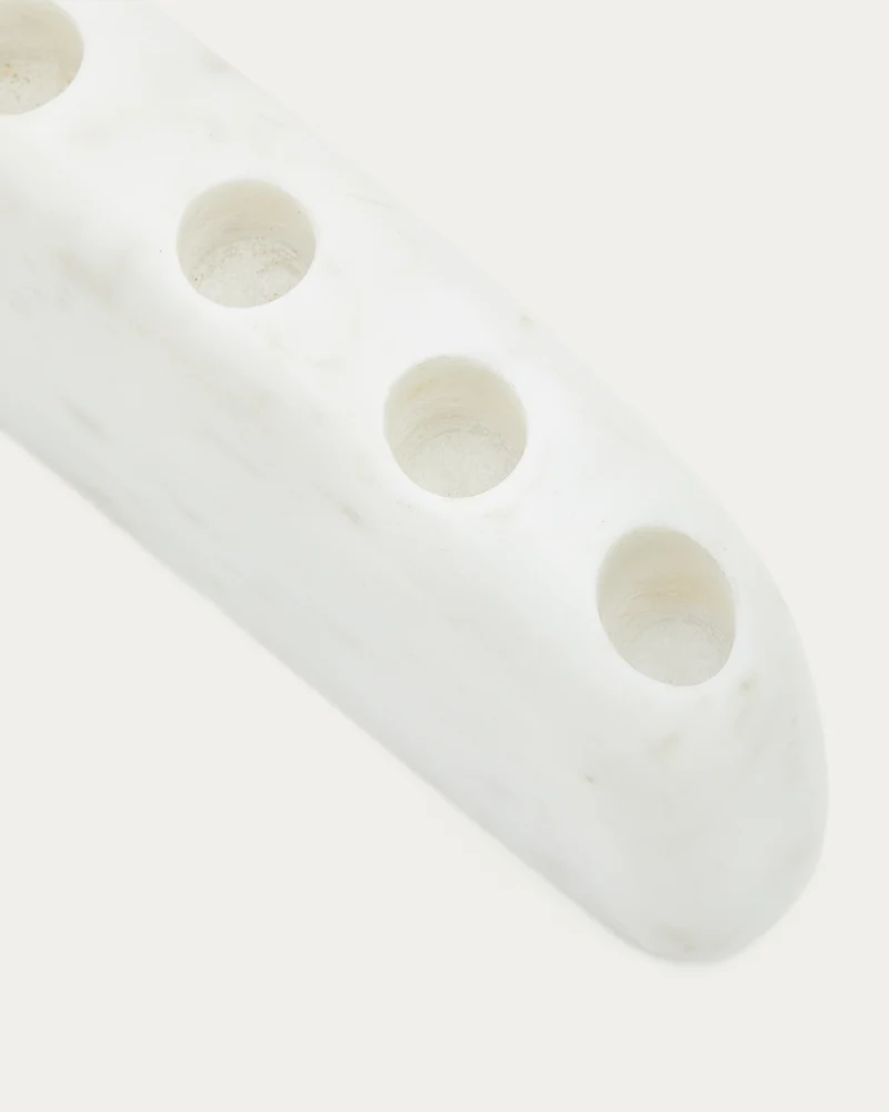 Signe large, white marble candlestick, 10 cm
