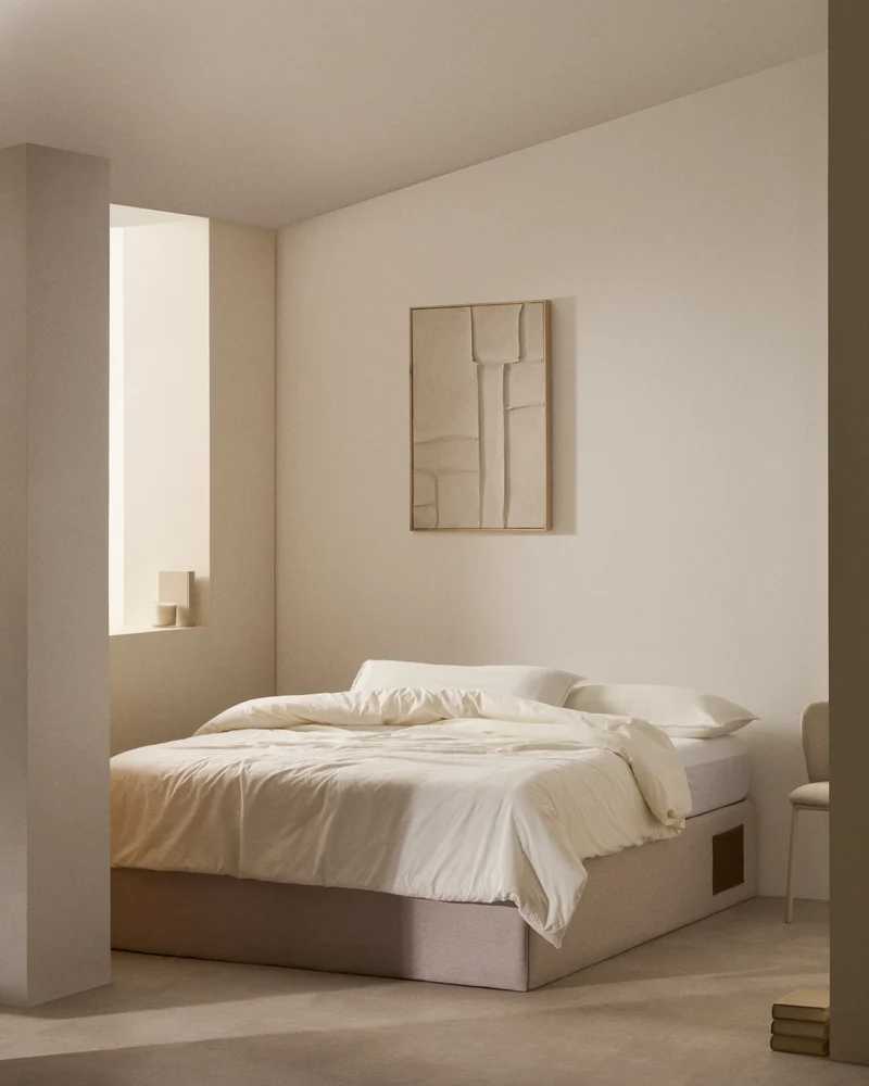 Matters ottoman bed base in beige for a 180 x 200 cm mattress