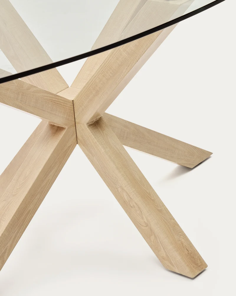 Argo oval table with glass and wood effect steel legs Ø 200 x 100 cm