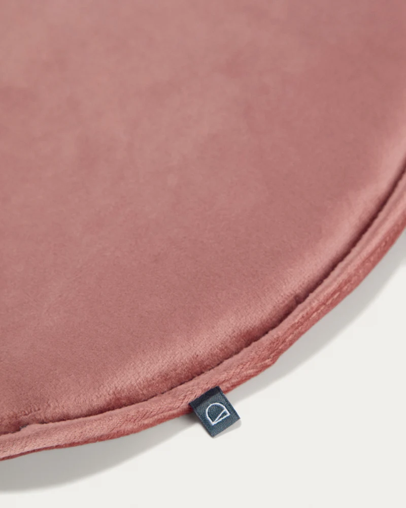 Rimca round velvet chair cushion in pink, 35 cm