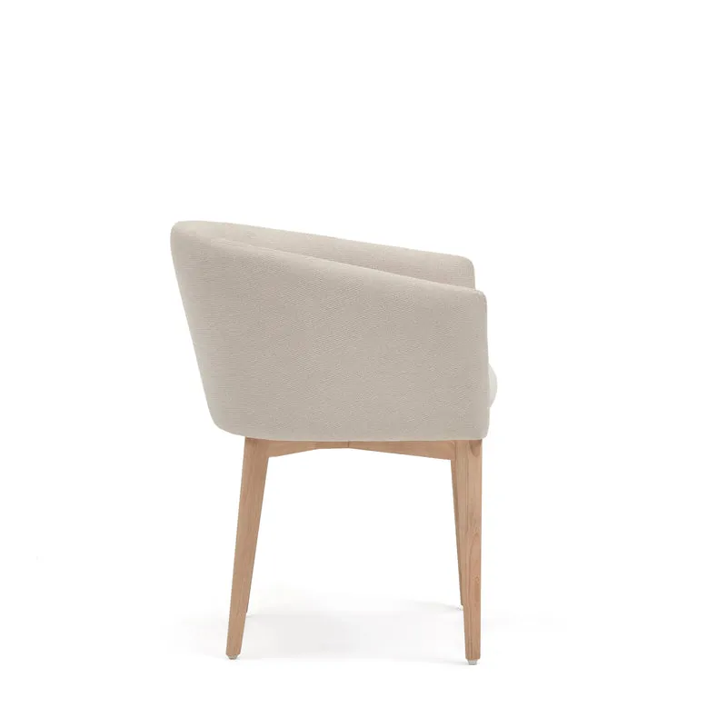 Harlan beige chenille chair with solid ash wood legs