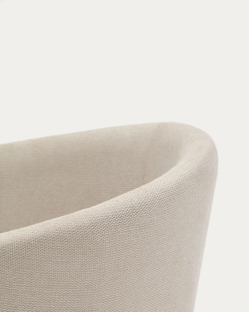Harlan beige chenille chair with solid ash wood legs