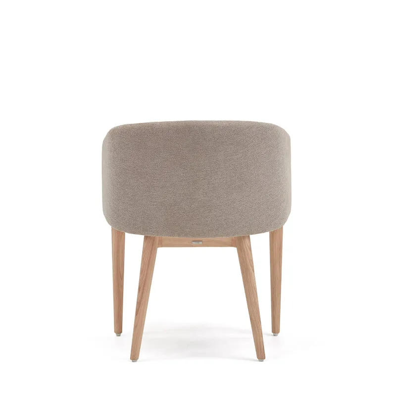 Harlan brown chenille chair with solid ash wood legs