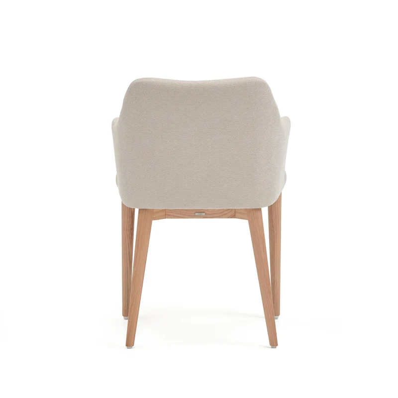 Croft chair in beige chenille with solid ash wood legs