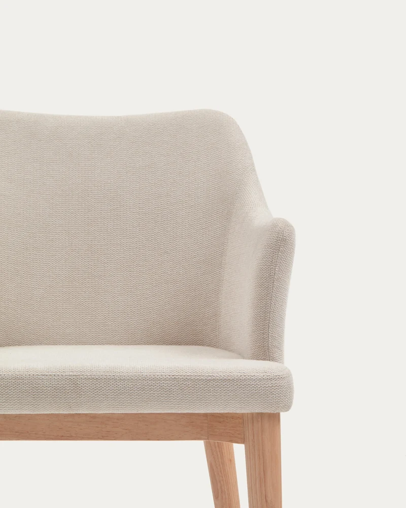 Croft chair in beige chenille with solid ash wood legs