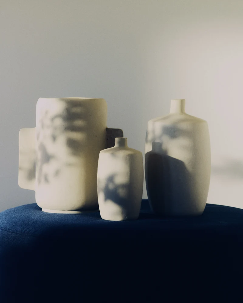 Mireni papier-mâché vase beige Ø 39 cm