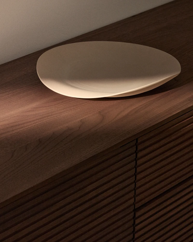 Ebenor beige ceramic table centerpiece Ø 30 cm