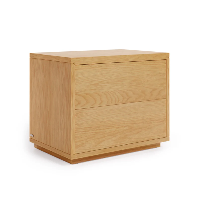 Abilen oak veneer and white lacquer bedside table, 53 x 44 cm, certified FSC 100%