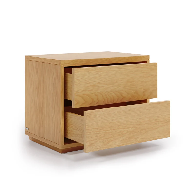 Abilen oak veneer and white lacquer bedside table, 53 x 44 cm, certified FSC 100%