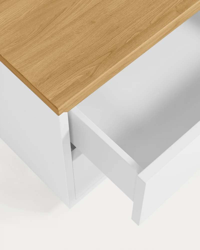Abilen oak veneer and white lacquer bedside table 53 x 44 cm FSC 100%