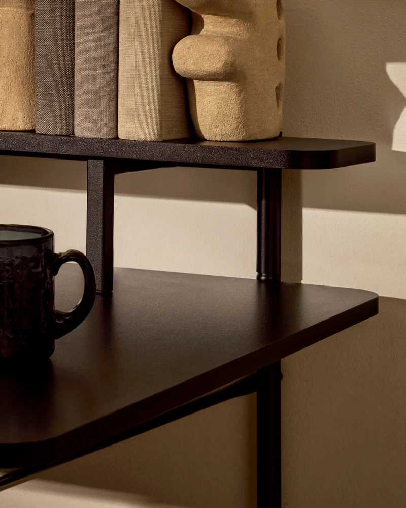 Galatia black melamine table with metal legs in black finish 120 x 60 cm
