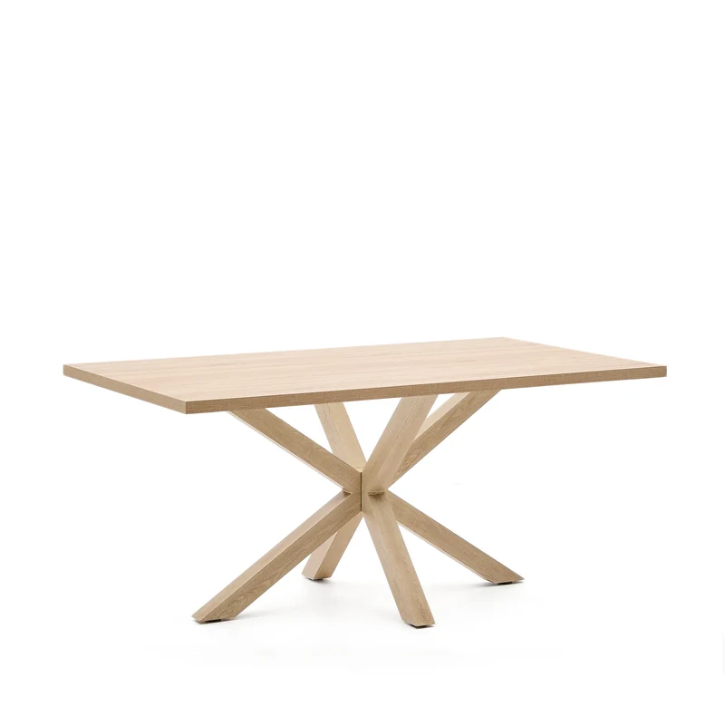 Argo table in melamine with natural finish and wood-effect steel legs 160 x 100 cm