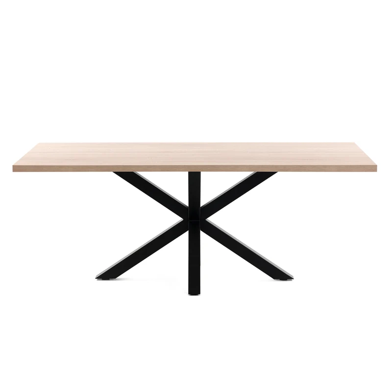 Argo table in melamine with natural finish and steel legs with black finish 160 x 100 cm