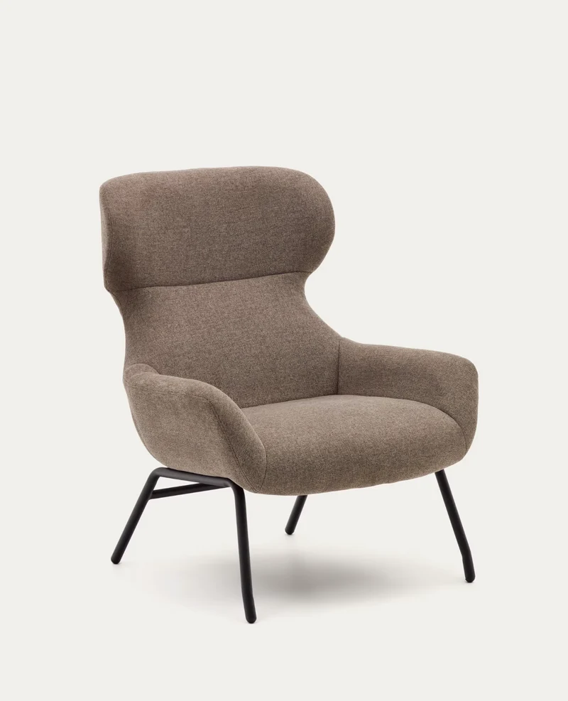 Belina Armchair Light Brown Chenille & Black Leg