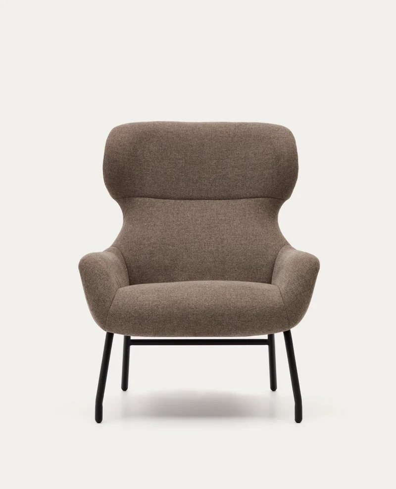 Belina Armchair Light Brown Chenille & Black Leg
