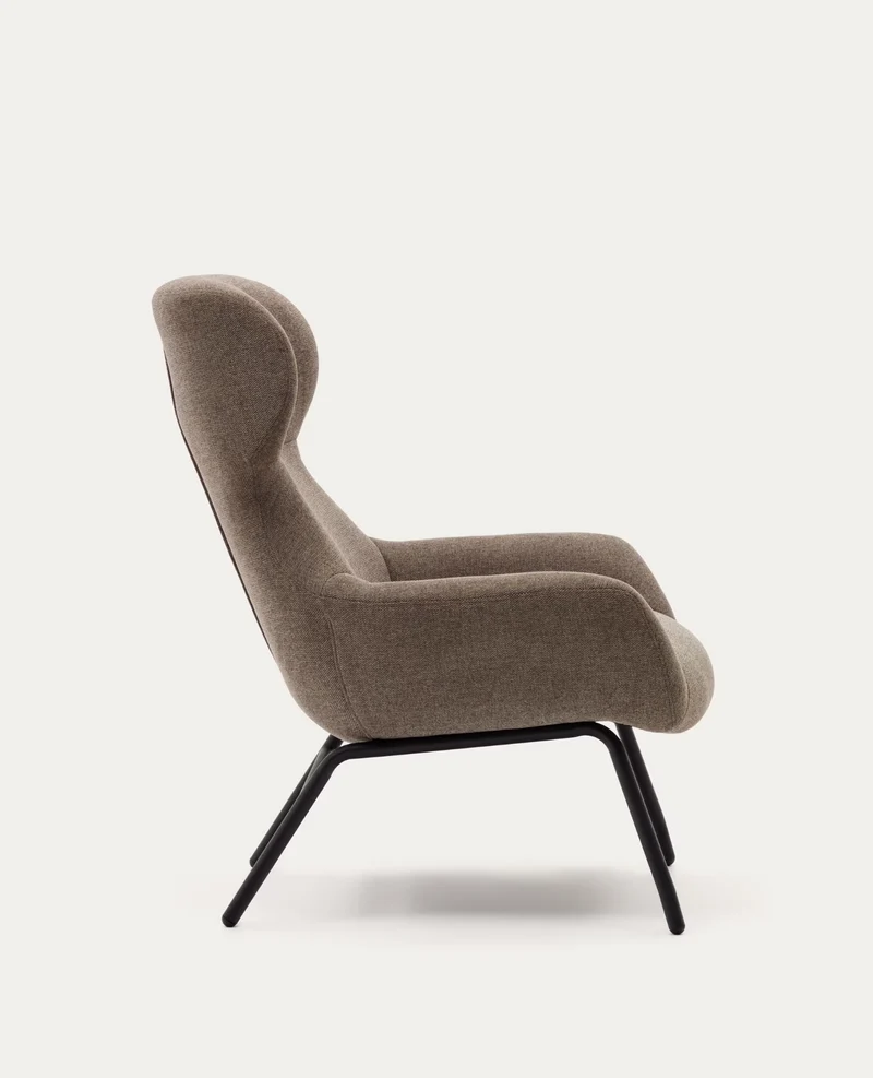 Belina Armchair Light Brown Chenille & Black Leg