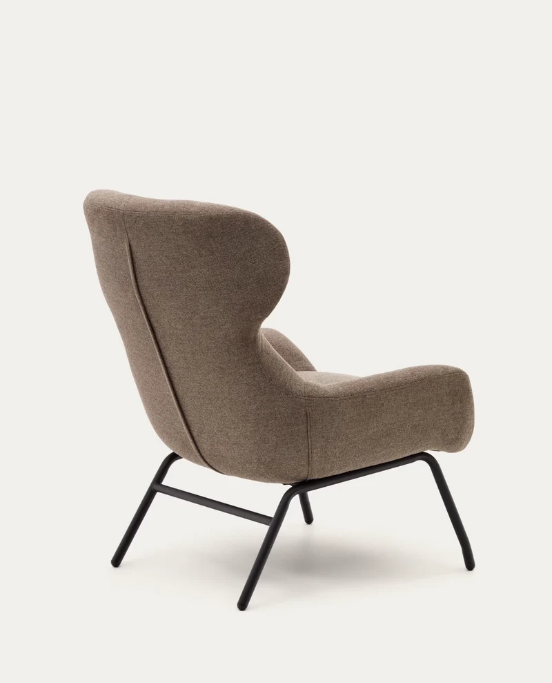 Belina Armchair Light Brown Chenille & Black Leg