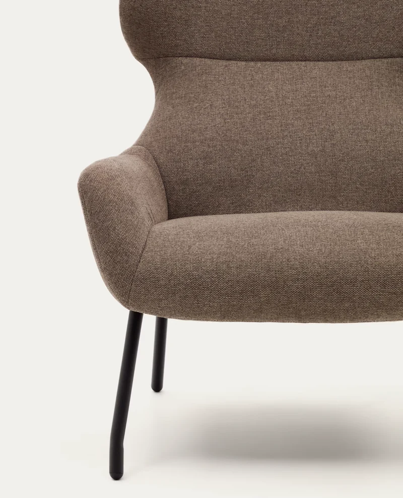 Belina Armchair Light Brown Chenille & Black Leg