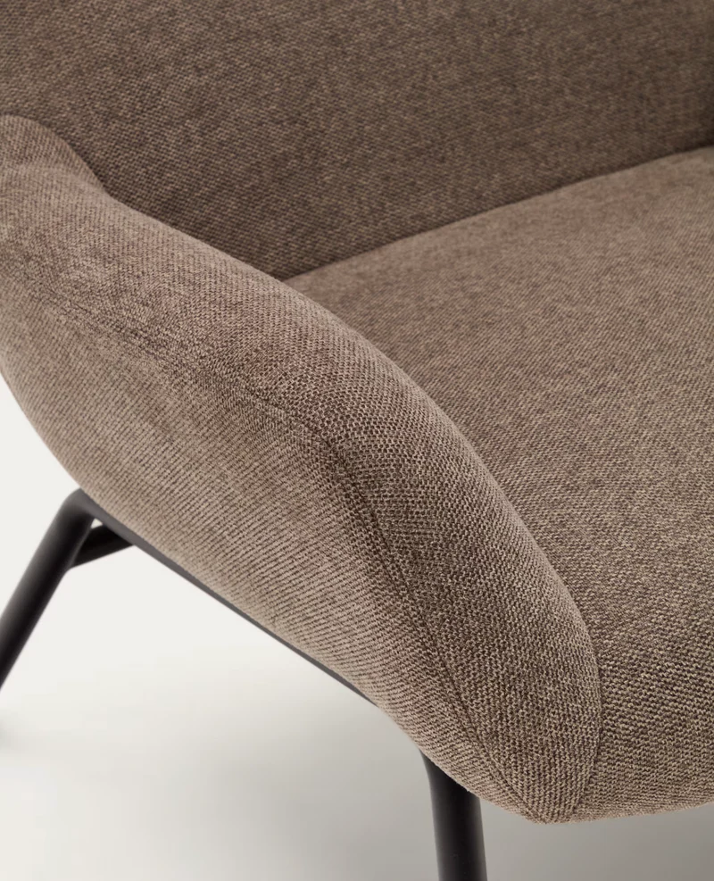 Belina Armchair Light Brown Chenille & Black Leg