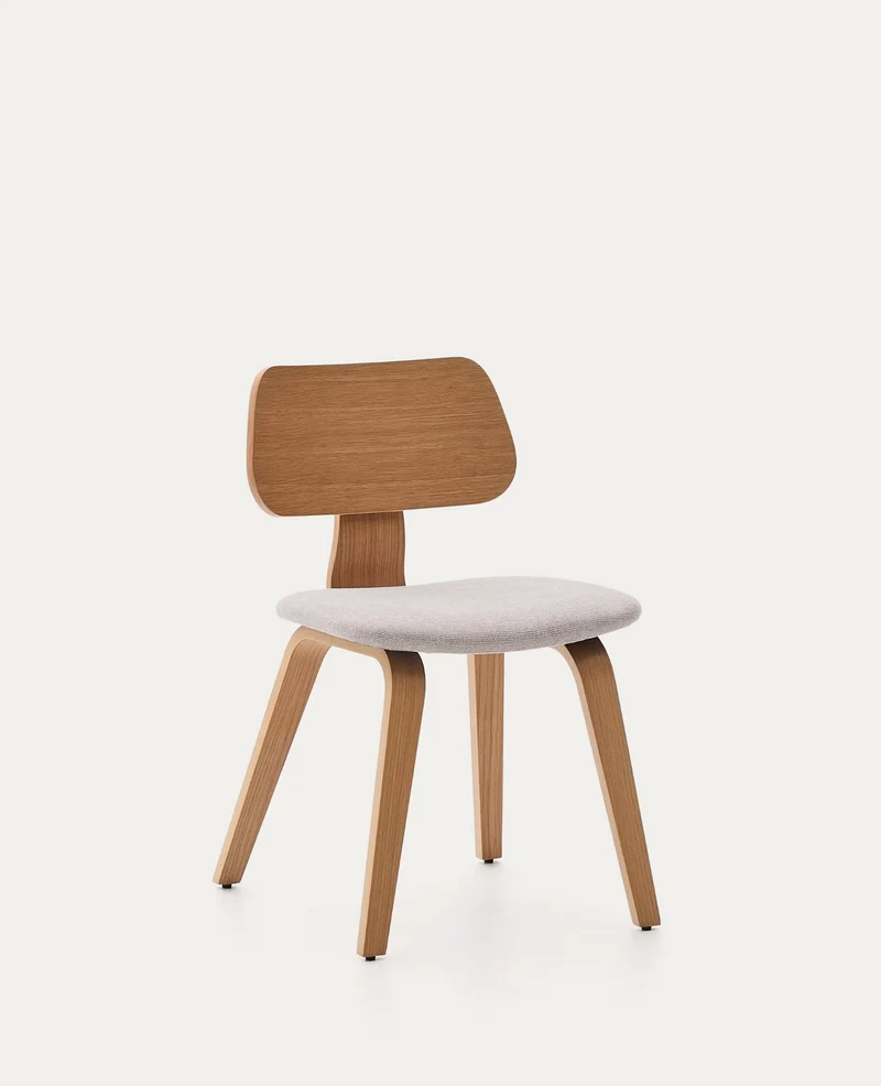 Gena Chair Beige Chenille & Oak Finish