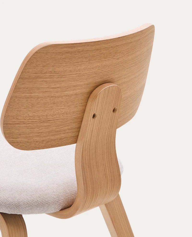 Gena Chair Beige Chenille & Oak Finish