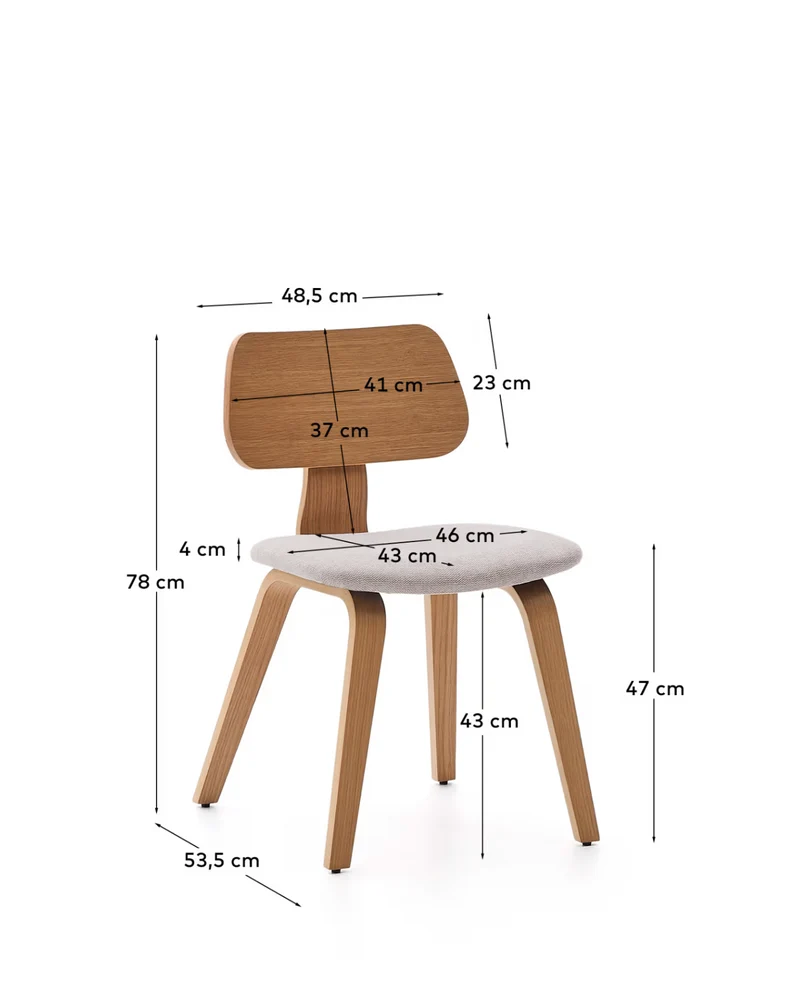 Gena Chair Beige Chenille & Oak Finish