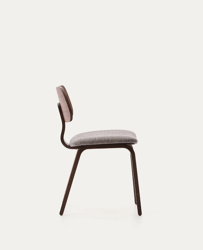 Gena Chair Beige Chenille & Walnut Finish
