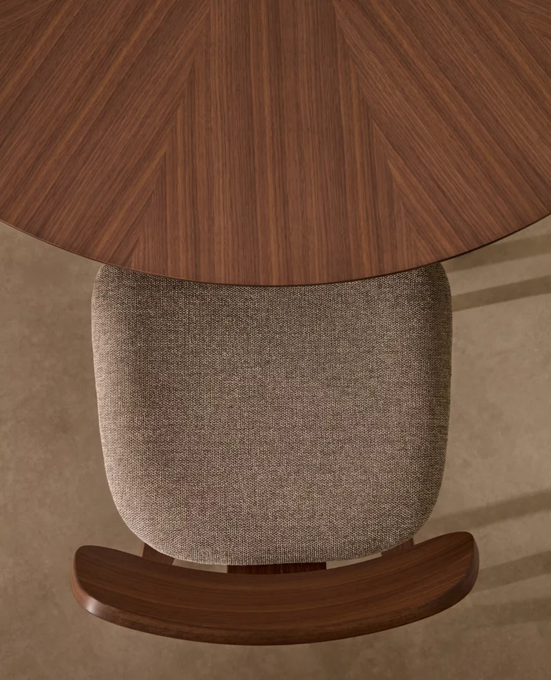 Gena Chair Beige Chenille & Walnut Finish