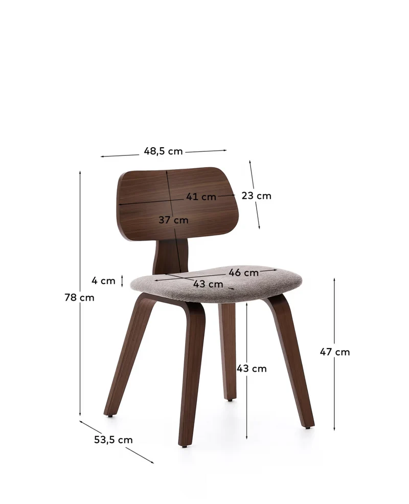 Gena Chair Beige Chenille & Walnut Finish