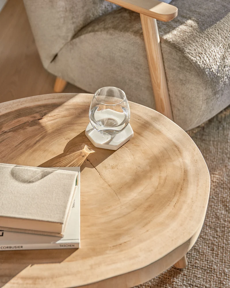 Wellcres solid rain tree wood side table, Ø 65 cm
