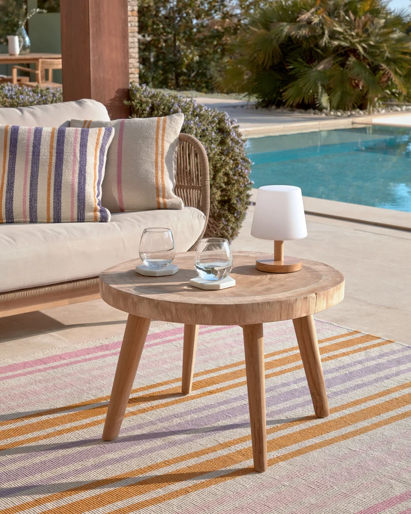 Wellcres solid rain tree wood side table, Ø 65 cm